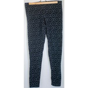 Black and gray cotton skull damask leggings - XL